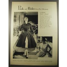 1954 Peck and Peck Fashion Ad - four-part Harmony in talented checks 'n Flannel