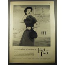 1954 Peck and Peck Fashion Ad - Here comes an American