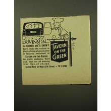 1960 Tavern on the Green Restaurant Ad - Driving in.. For Dinner and a Show?