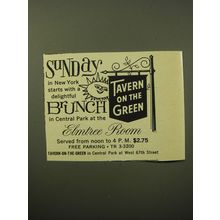 1960 Tavern on the Green Restaurant Ad - Sunday in New York starts