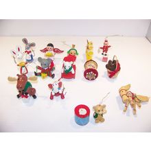 VINTAGE WOODEN CHRISTMAS DECORATIONS TAIWAN