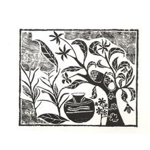 Mozambique Woodcut Plants Matias Mtundu Mzaanhoka Art Painting Postcard