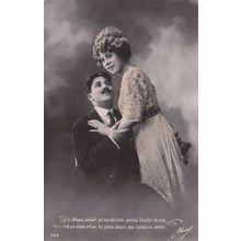 Lady Seducing Man Falling Onto Him Secret Code Love Glamour Old Postcard