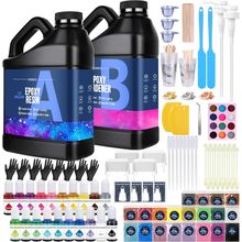 Epoxy Resin 1 Gallon - Clear Epoxy Resin Kit with 20 Pigments and 20 Colors of M