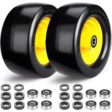 Upgrade 11X6.00-5" Flat Free Tire,2Pcs Solid Smooth Lawn Mower Tires Assembly wi