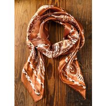 Gold Flame Vintage Fashion Satin Cashew/Paisley Flower Prints Square Scarf