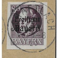 GER (BAVARIA) 1919 80pf KING LUDWIG III' (FREISTAAT)(IMPERFED) USED(EBID65-508)