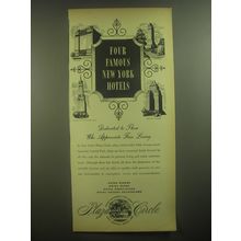 1945 Plaza Circle Ad - Four Famous New York Hotels