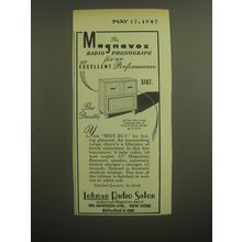 1947 Lehman Radio Salon Magnavox Duette Radio Phonograph Advertisement
