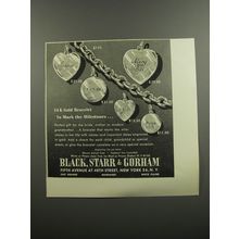 1953 Black, Starr & Gorham Jewelry Ad - 14K Gold Bracelet to mark the milestones