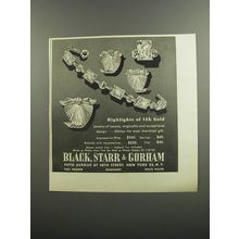 1953 Black, Starr & Gorham Jewelry Ad - Highlights of 14K gold