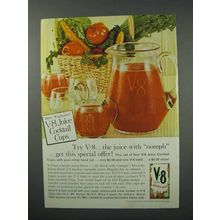 1960 V-8 Vegetable juice Ad - Juice With Oomph