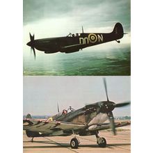 Vickers Armstrong Supermarine Spitfire F IX Plane 2x Postcard s