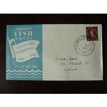 1956 Great Britain Grimsby Fish Docks Centenary Exhibition Cover special cancel