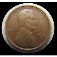 1918 S USA 1c Lincoln Wheat Ears Cent Penny Coin #106