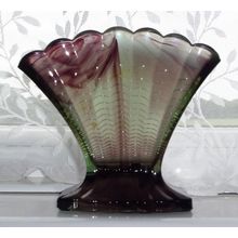 Davidson Art Deco Topaz Briar Cloud Glass Fan Vase.