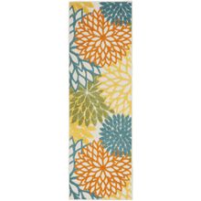 2' X 8' Turquoise Floral Non Skid Indoor Outdoor Runner Rug