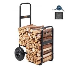 Firewood Log Cart, 250 lbs Load Capacity, Outdoor and Indoor Wood Rack Stora...