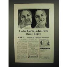 1930 Pepsodent Toothpaste Ad - Under Germ-Laden Film