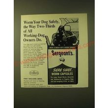 1966 Sergeant's Sure Shot Worm Capsules Ad - Worm your dog safely