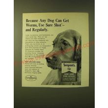 1966 Sergeant's Sure Shot Worm Capsules Ad - Because any dog can get worms