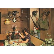 German Hunting Fox Deer Blood Sports Antlers Gun Postcard