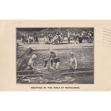Aquatics By The Woodlarks Girls Farnham Surrey Camp Site Old Postcard