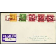 Castleton, IN Negative Boxed Castle in Purple Fancy Cancels On Registered Cover