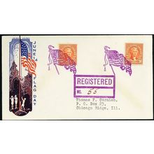 Banner, VA American Flag in Purple Fancy Cancels On Registered Cover