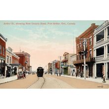 New Ontario Hotel Port Arthur Street Canada Tram Old Postcard