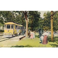 Street Car Trolley Lake Huron Park Sarnia Ontario Canada Old Postcard