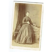 Victorian cdv photo woman standing long frock Middlesbrough photographer