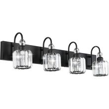 Ralbay Modern Black 4-Lights Modern Crystal Vanity Lights for Bathroom Matte Bla