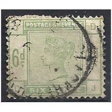 1883 SG194 6d Dull Green Good/Fine Used Check Letters "DJ".