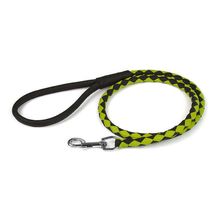 Round Braided Leather Leash W3/8" - L48", Black & Green