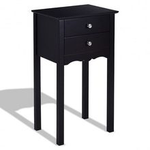 Side Table End Accent Table with 2 Drawers-White