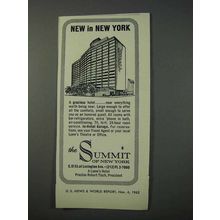1963 The Summit Hotel Ad - New in New York