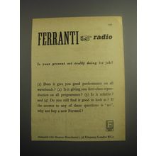 1948 Ferranti Radio Ad - is your present set really doing its job?