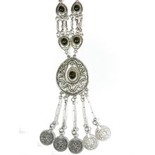Bohemian Tribal Festival Antique Tibetan Silver Coins Black Necklace