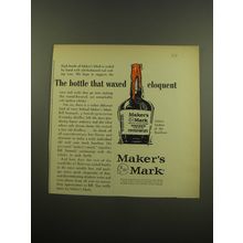 1960 Maker's Mark Bourbon Ad - The bottle that waxed eloquent