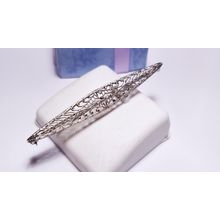Antique 2 1/8" Open Filigree Elongated Marquise shaped 10Kt White Gold Pin#20739