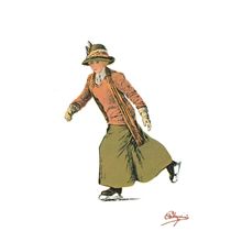 Pink Fashion Mature Elderly Lady Ice Skating Carlo Pellegrini Postcard