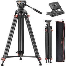 Heavy Duty Tripod Professional Video Tripod Aluminium 72Inch with 360 Degree Flu