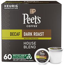 Peet'S Coffee, Dark Roast Decaf Keurig K-Cup Pods - Decaf House Blend 60 Count (