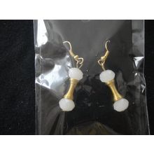 Beautiful unique milky white spring coil look earrings