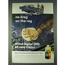 1958 Johnson's Wax Carnu Ad - No drag on the rag