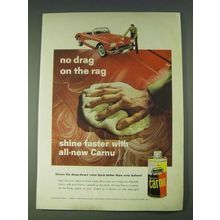 1958 Johnson's Wax Carnu Ad - No drag on the rag shine faster with all-new Carnu