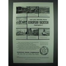 1958 European Travel Commission Tourism Ad - Highlights