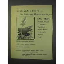 1959 Italy Tourism Ad - On the Italian Riviera