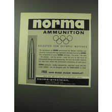 1959 Norma Ammunition Ad - Selected for Olympic Matches